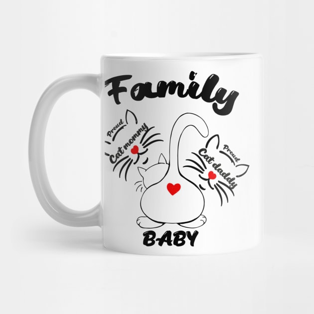 Proud Cat mom and Cat Dad and the kitten baby - The cat family ? With love and hearts by GizmoDesign